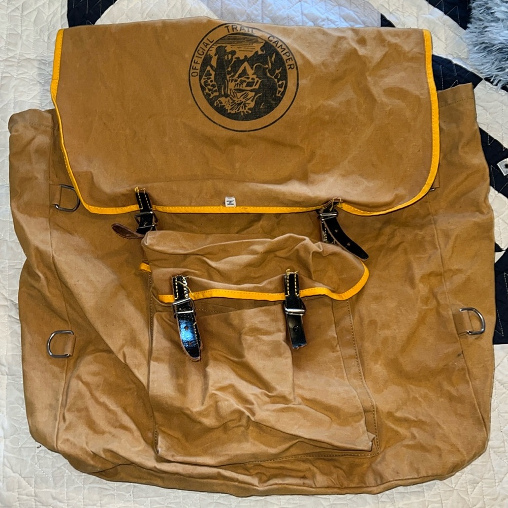 50s Vintage Boy scout Official Trail Camper canvas backpack